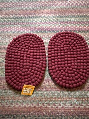 Trader Joe's Felted Wool Trivet Pair - Burgundy